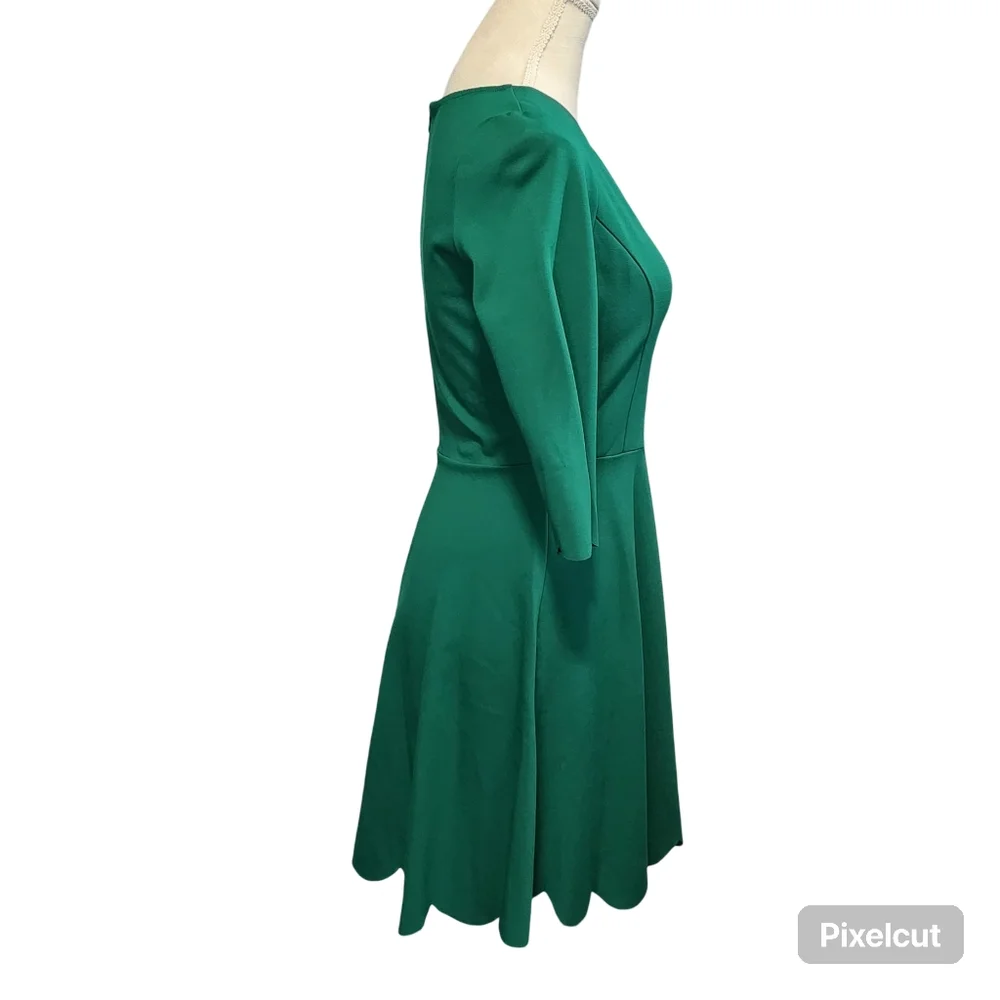 LULUS Skater Dress Womens Small Green Fit and Flare Scoop Neck Party Scallop Hem